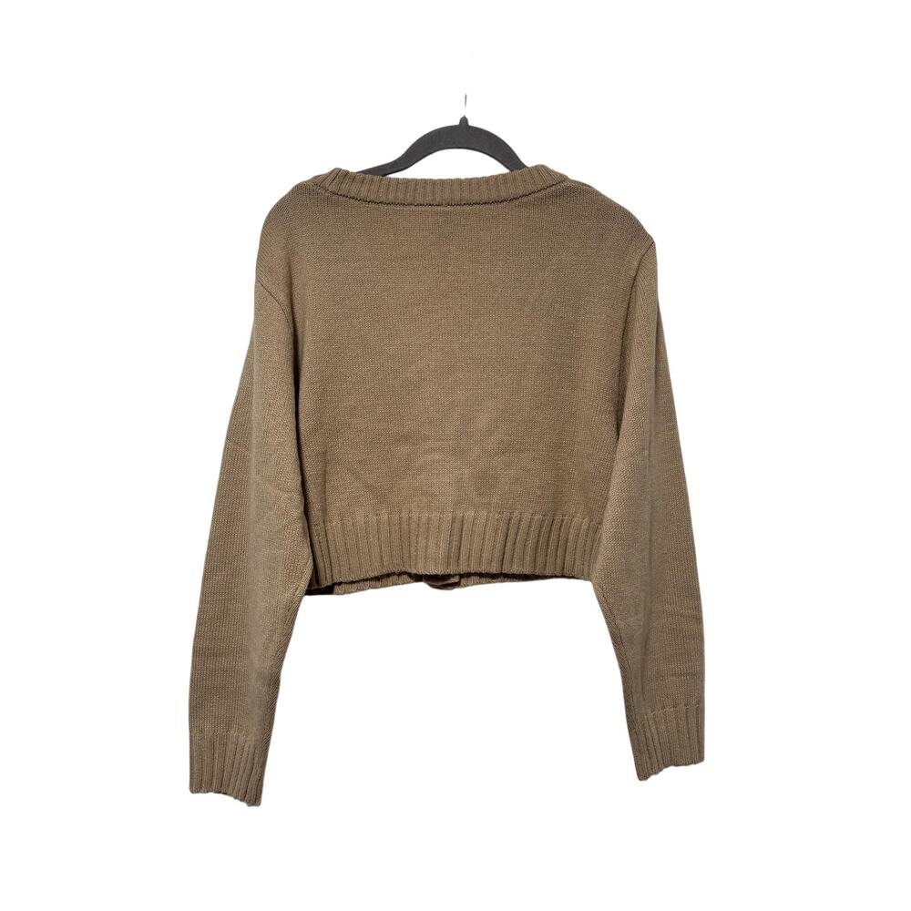 H&M Divided Beige Cropped Button Front Cardigan Women’s Balloon Sleeve - Picture 8 of 9